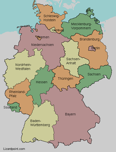 map of Germany with states labeled