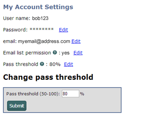 sample account settings screen